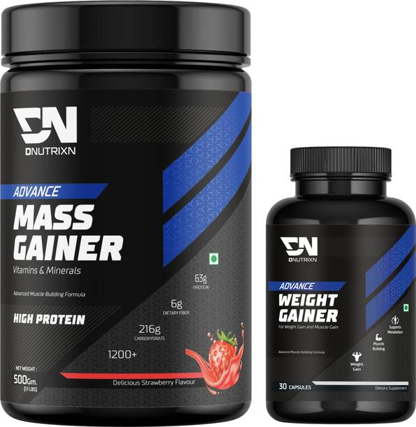 DNUTRIXN Advance Mass Gainer with High Protein &Calories |Digestive Enzyme, Multivitamin+ Weight Gainers/Mass Gainers