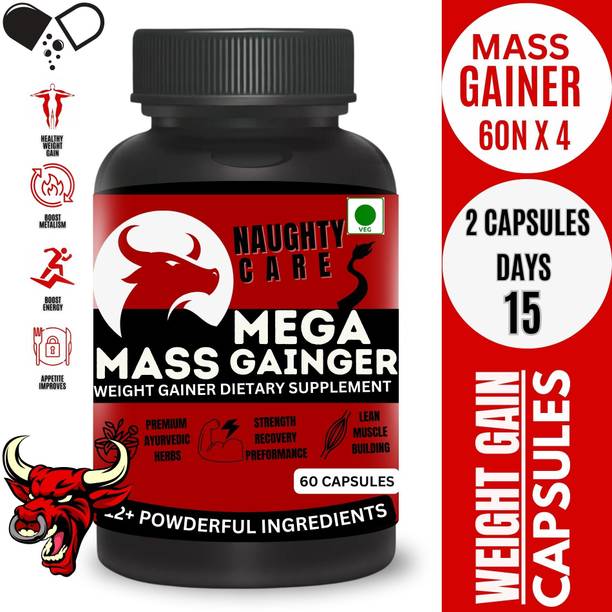NaughtyCare Natural Max Mass Gainer Capsules - Power-Packed Muscle Formula Weight Gainers/Mass Gainers