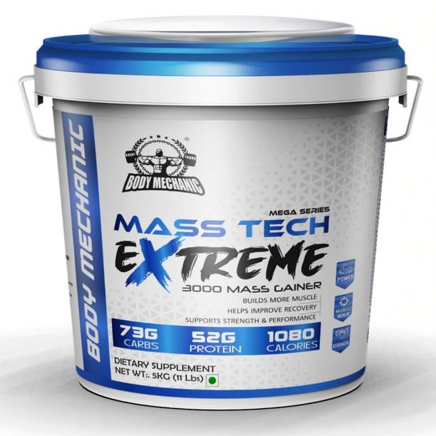BODYMECHANIC Mass Tech Extreme 3000 Mass Gainer High Protein High Calorie Muscle Gain Powder Weight Gainers/Mass Gainers