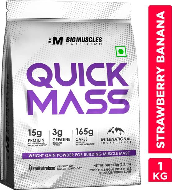 BIGMUSCLES NUTRITION Quick Mass Gainer | With Creatine Monohydrate & Prohydrolase Tech | High Protein Weight Gainers/Mass Gainers