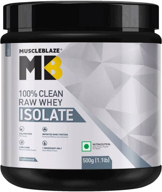 MUSCLEBLAZE 100% Clean Raw Isolate | 27g Protein per Scoop | Easy to Digest Whey Protein