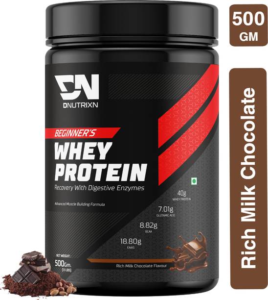 DNUTRIXN Beginner's High Whey Protein 40G | Muscle Building with Digestive Enzyme, BCAA+ Whey Protein