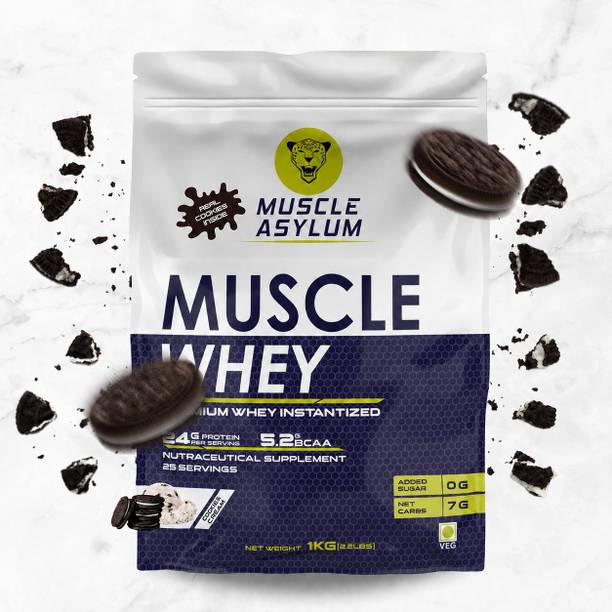 Muscle Asylum Premium Whey Protein With Real Cookie Inside l 24g Protein/Serving Whey Protein