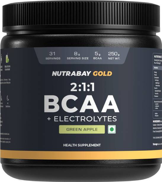 Nutrabay Gold BCAA 2:1:1 with Electrolytes, 5g Vegan BCAAs for Muscle Recovery & Strength BCAA