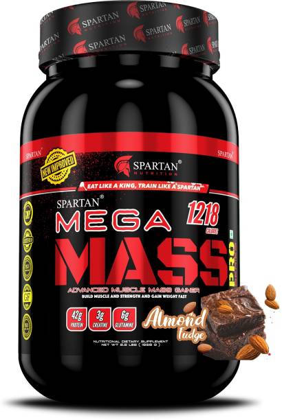 Spartan Mega Mass Pro High Protein & Calorie Mass Gainer Powder (Almond Fudge)-2.2 lbs. Weight Gainers/Mass Gainers
