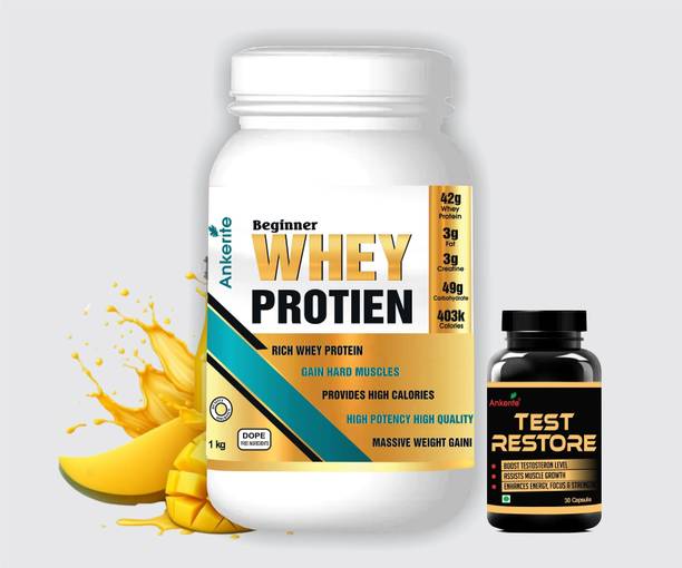 Ankerite Beginner whey protein|Testrestore (testosterone Booster) Combo Weight Gainers/Mass Gainers
