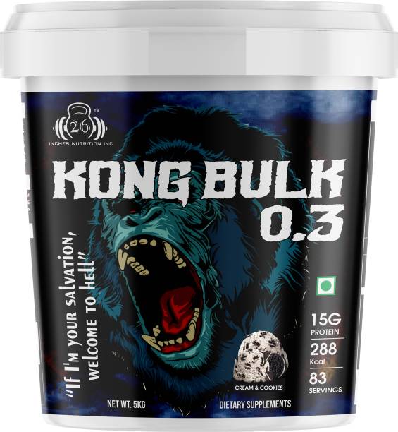 26INCHES NUTRITIONS INC Kong Bulk 0.3 (Cream & Cookies-5 Kg) Weight Gainers/Mass Gainers