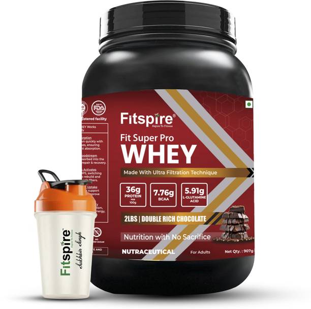 Fitspire Fit Super Pro Whey Protein with Shaker | 36g Protein per 100g Serving Whey Protein
