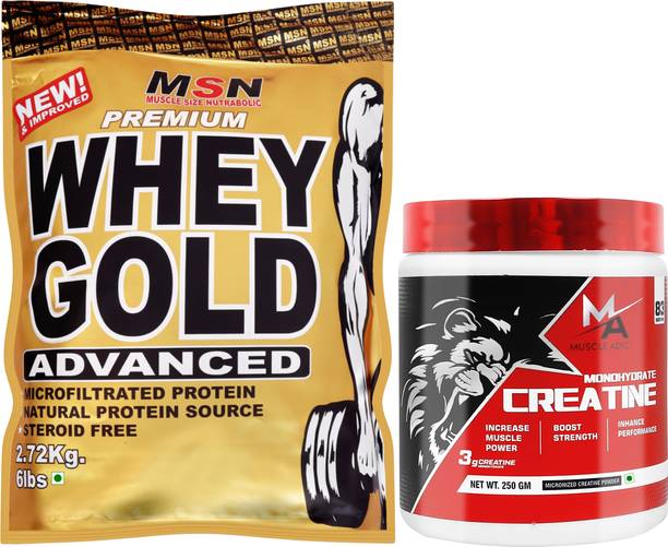 MUSCLE SIZE Whey Gold protein With 300g Unflavored Creatine Monohydrate Powder Combo Pack Whey Protein