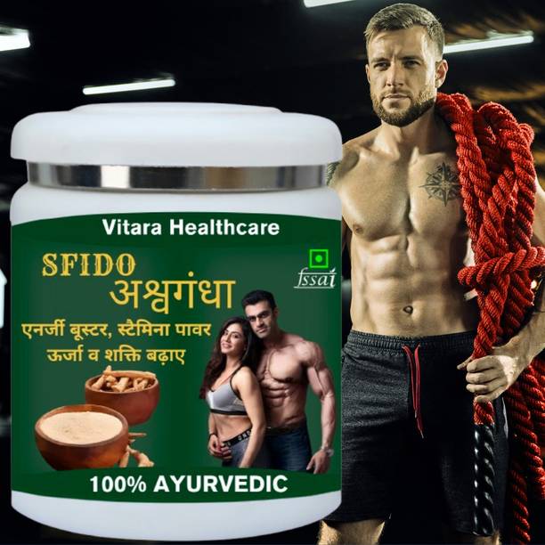 Vitara Healthcare Sfido Ashwagandha, Immunity, Stamina, Relieves Stress, Powder, Pack of 1 Plant-Based Protein