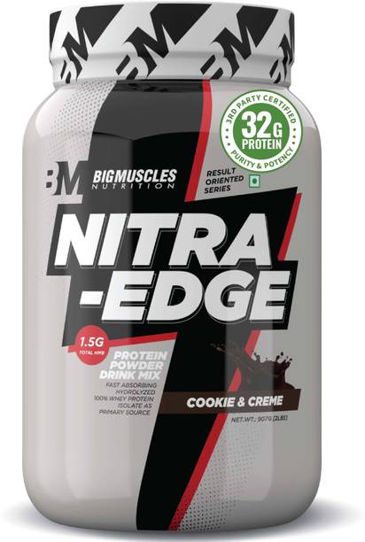 BIGMUSCLES NUTRITION Nitra Edge Pure Isolate Whey Protein | 32g Protein | 12g EAAs | 3g Creatine Whey Protein