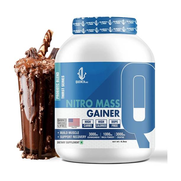 QUENCHLABZ Nitro Mass Gainer | 3G Ashwagandha | 1G Macca | 3G Creatine Weight Gainers/Mass Gainers