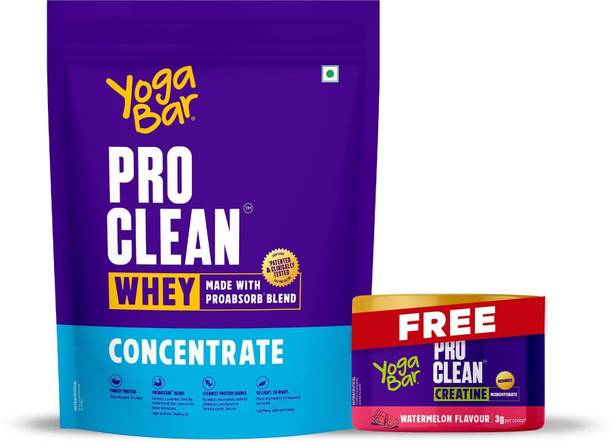 Yogabar ProClean Whey Protein Concentrate 1kg with Free Creatine 114gm Whey Protein