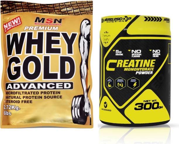 MUSCLE SIZE Whey Gold protein With 300g Unflavored Creatine Monohydrate Powder Combo Pack Whey Protein