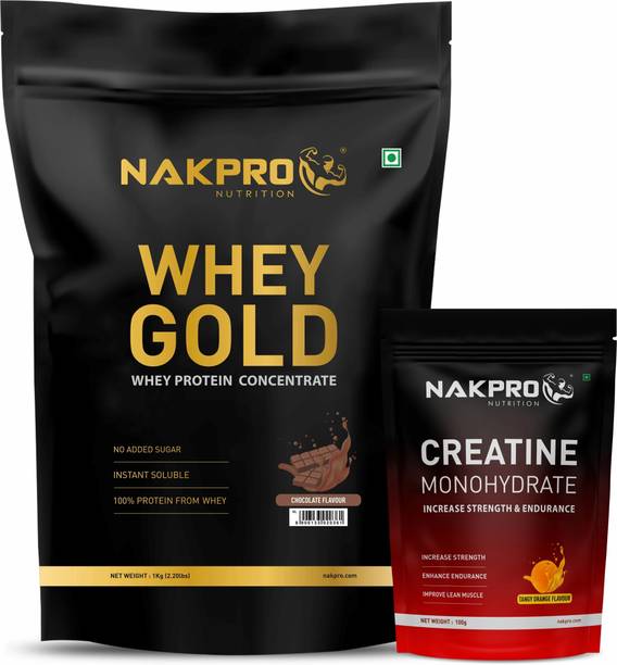 Nakpro Gold Whey Protein Concentrate with Creatine Monohydrate | 100g Creatine + Whey Protein