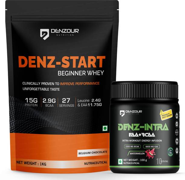 DENZOUR NUTRITION Denz-Start Beginner Whey Protein With Denz-Intra Workout Energy Infusion Formula BCAA
