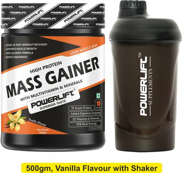 POWERLIFT Mass Gainer with Shaker High Protein with Vitamins & Minerals Weight Gainers/Mass Gainers