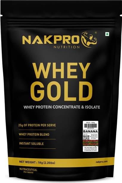 Nakpro Gold Whey Protein Concentrate & Isolate, 25.5g Protein, Trustified Certified Whey Protein