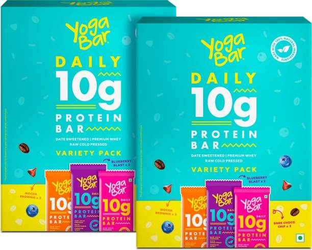 Yogabar 10 g Protein Bar Variety Pack, Gluten-Free, Healthy Snacks (Pack of 12) Protein Bars