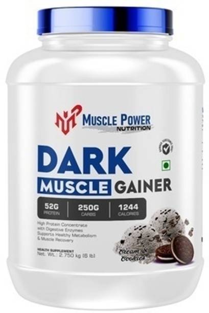 Muscle Power DARK MUSCLE GAINER(HIGH PROTEIN CONCENTRATE WITH DIGESTIVE ENZYME) 6LBS Weight Gainers/Mass Gainers