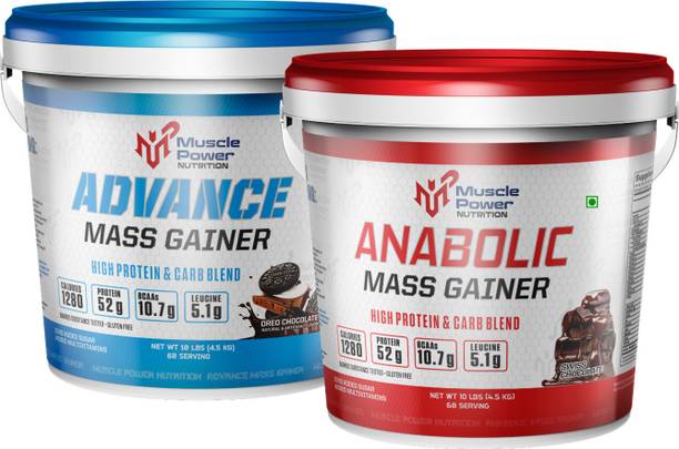 Muscle Power ADVANCE MASS GAINER WITH ANABOLIC MASS GAINER 10LBS PACK OF 2 Weight Gainers/Mass Gainers