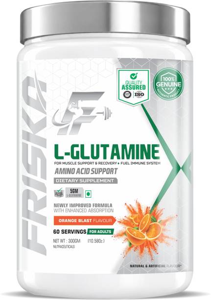 Friska Nutraceuticals L-GLUTAMINE AMINO ACID SUPPORT DIETARY SUPPLEMENT ORANGE BLAST FLAVOUR 300G Glutamine