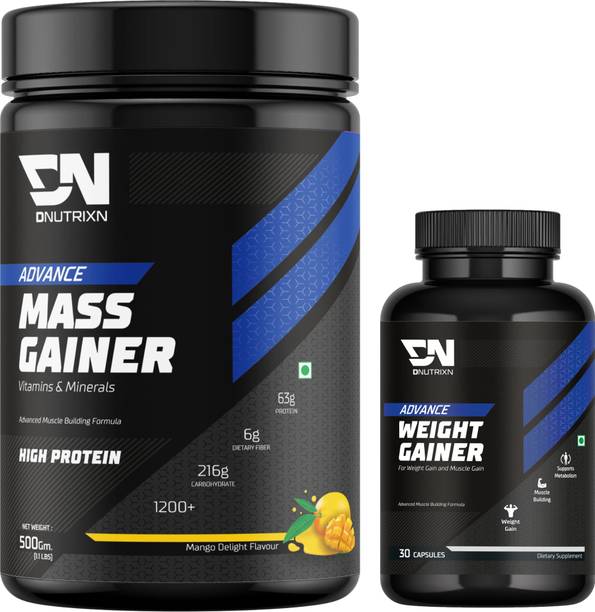 DNUTRIXN Advance Mass Gainer with High Protein &Calories |Digestive Enzyme, Multivitamin+ Weight Gainers/Mass Gainers