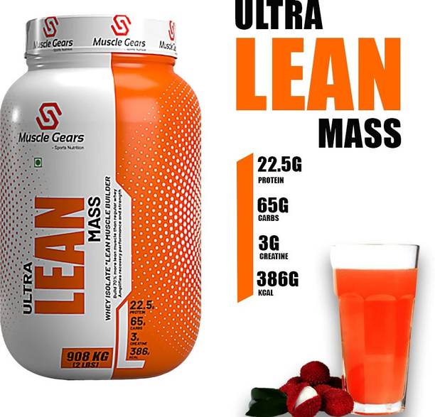 Muscle Gears Ultra Lean Mass 2lbs Litchi Ice Cream Weight Gainers/Mass Gainers