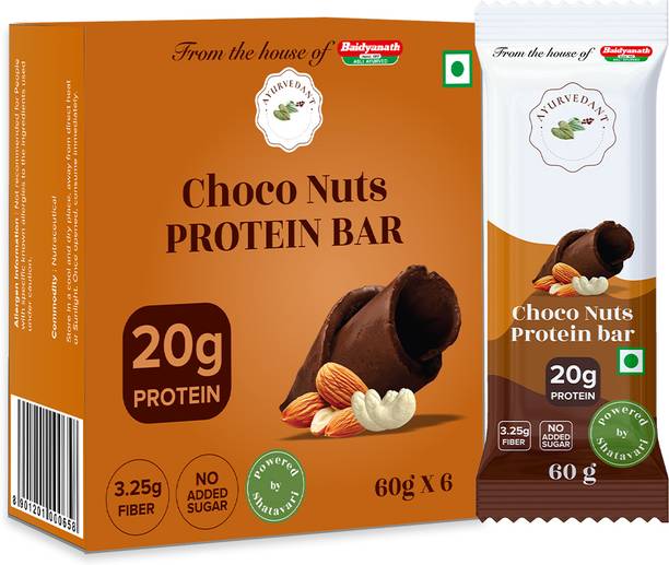 Baidyanath Ayurvedant Choco Nuts Pack of 6 Protein Bars