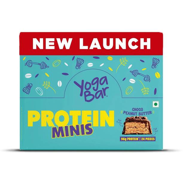 Yogabar Protein Minis 4g Protein|24 Bars|Choco Peanut Butter|Dark Chocolate|Gluten free Protein Bars