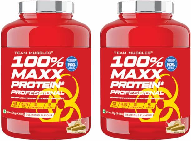 TEAM MUSCLES TM 100% Maxx Protein Professional (2 Kg-Pack Of 2) | Whey Protein | Gold Whey Whey Protein