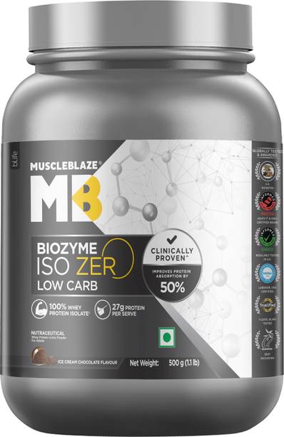 MUSCLEBLAZE Biozyme Iso-Zero, Low Carb Isolate, 27g Per Scoop Whey Protein