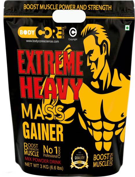 Body Core Science Extreme Heavy Mass Gainer(Cream & Cookies-3Kg) Free Shaker Weight Gainers/Mass Gainers