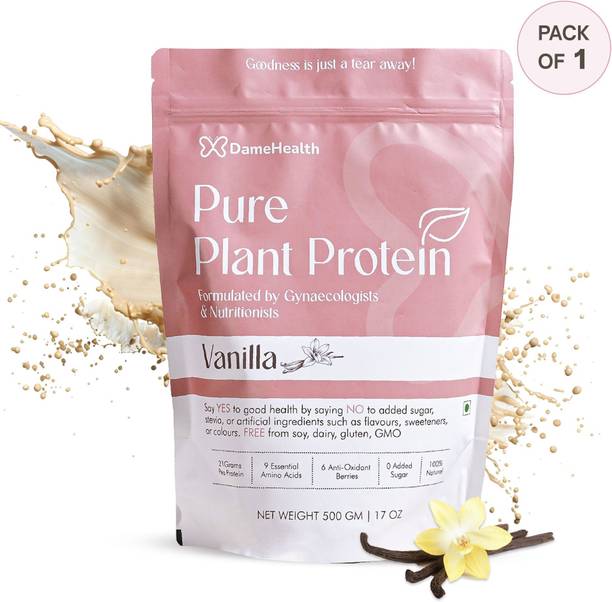 dame health Women’s Plant Protein 24g/Serve - 500gm Pack of 1 100%Natural Safe Pea Isolate Plant-Based Protein