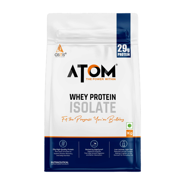 AS-IT-IS Nutrition ATOM Whey Protein Isolate 1kg | 30g protein, 6.1g BCAA & 13g EAA | Whey Protein