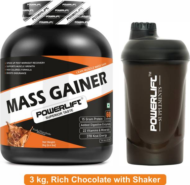 POWERLIFT for Muscle with Shaker Weight Gainers/Mass Gainers
