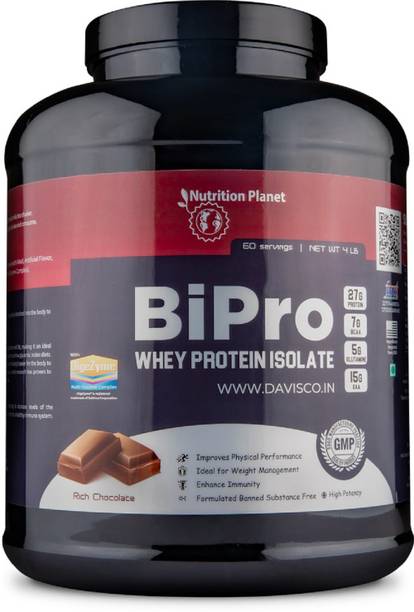 Nutrition Planet BiPro - Whey Protein Isolate (With Added DigeZyme (Chocolate - 4lb, 60 Servings) Whey Protein