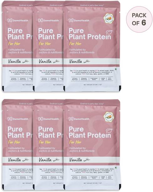 dame health Women's Pure Plant Protein,(Vanilla 6 Sachets) | Pea Isolate | Pregnancy Safe Plant-Based Protein