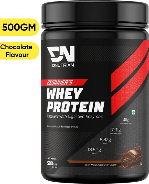 DNUTRIXN Beginner's High Whey Protein 40G | Muscle Building with Digestive Enzyme, BCAA+ Whey Protein