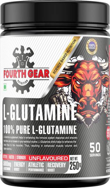 FOURTH GEAR Pure Glutamine Powder Support Amino Acid, Muscle Recovery & Gut Health 50 Serves Glutamine