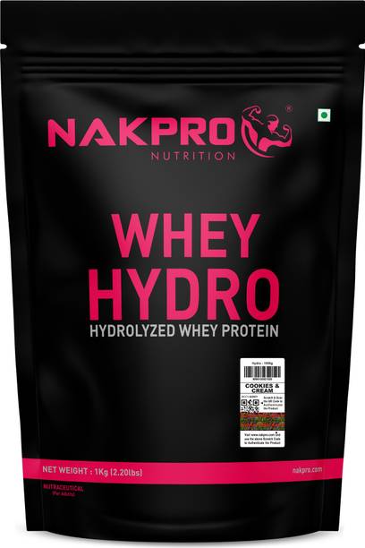 Nakpro HYDRO Whey Protein Hydrolyzed Supplement Powder - 1 kg Cookies & Cream Whey Protein