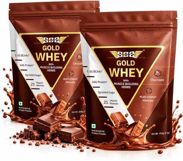 SOS Nutrition 100% GOLD WHEYPROTEIN FOR MEN,24G PROTEIN/DAY, 5.5G BCAA, DIGESTIVE ENZYME Whey Protein