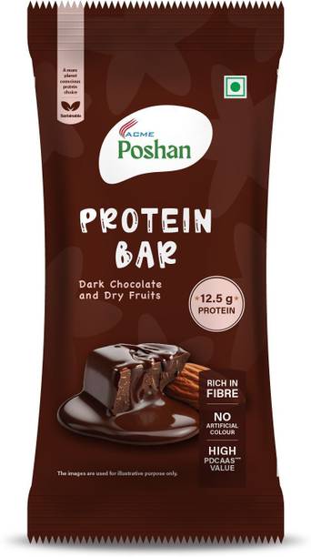 Acme Poshan Protein Bar Dark Chocolate and Dry Fruits 50gms, 12.5gms protein-Pack of 1 Protein Bars