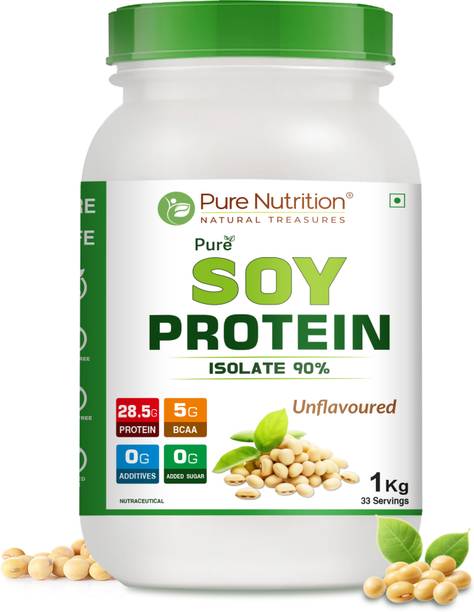Pure Nutrition Soy Protein Powder, 100% Pure Isolate 90% For Muscle Growth, Recovery and Health