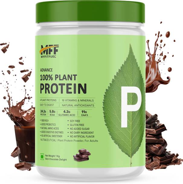 MyFitFuel Advance 100% Plant Protein, 4 Proteins, 16 Vitamins Minerals 1 Kg Rich Chocolate Plant-Based Protein