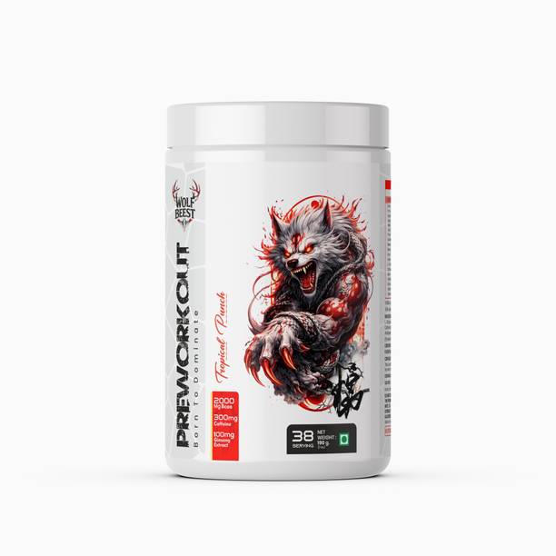 WolfBeest Pre Workout Supplement , 300mg Caffeine , 2000mg Bcaa, 100mg Ginseng Extract Pre Workout