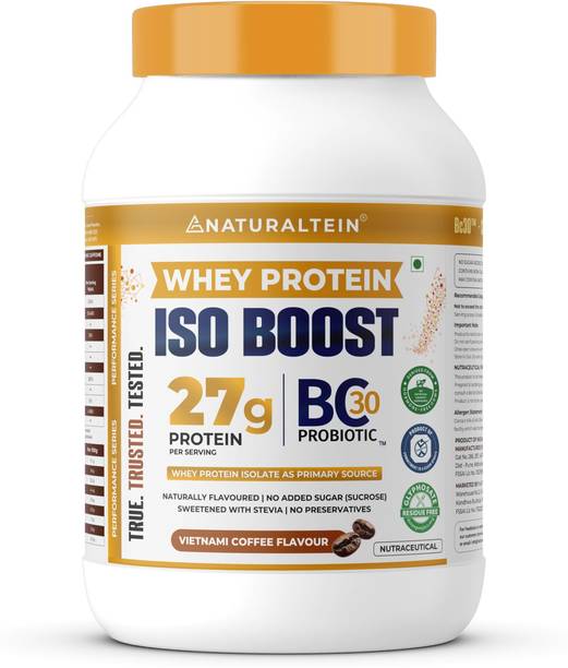 NATURALTEIN ISO BOOST – 27g Clean Protein with BC30 Probiotic | 3X Better Absorption Whey Protein