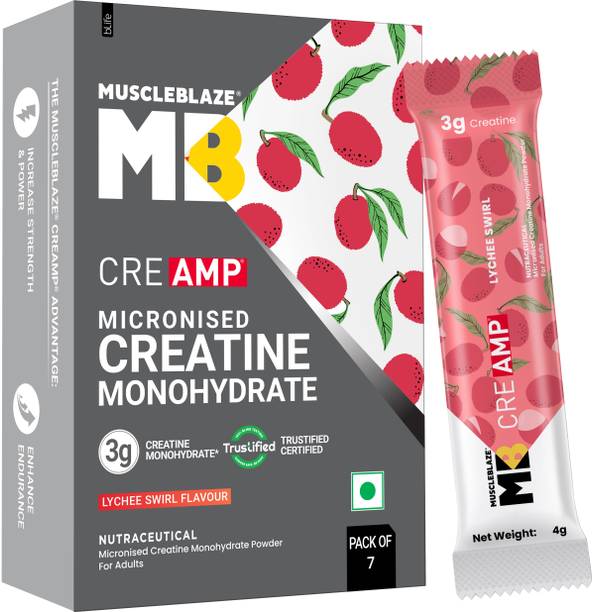 MUSCLEBLAZE Micronised Creatine Monohydrate CreAMP Powder, 7 Sachets | Trustifie