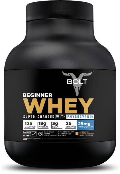 BOLT Beginner Whey Protein 1 KG With Superfood PHYCOCYANIN Whey Protein