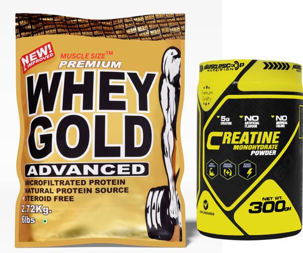 MUSCLE SIZE Whey Gold protein With 300g Unflavored Creatine Monohydrate Powder Combo Pack Whey Protein